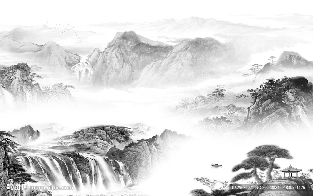 奢雅 简奢灰色山水 tiF分层