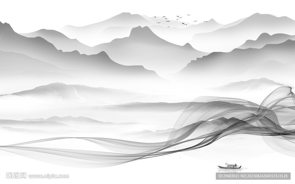 高雅 高端灰色山水 tiF分层