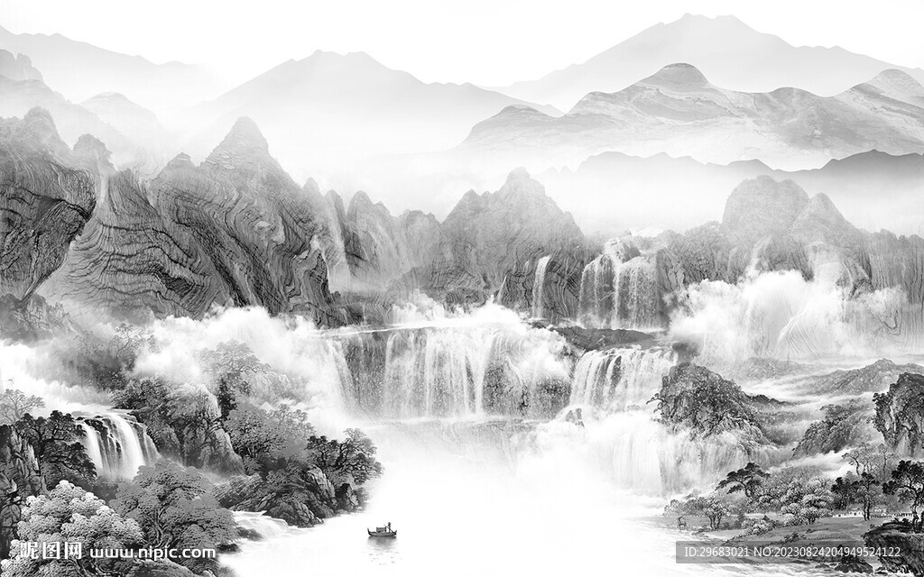 高档 高端灰色山水 tiF分层