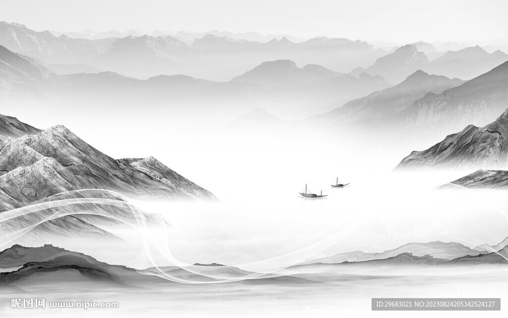 人气 高端灰色山水 tiF分层