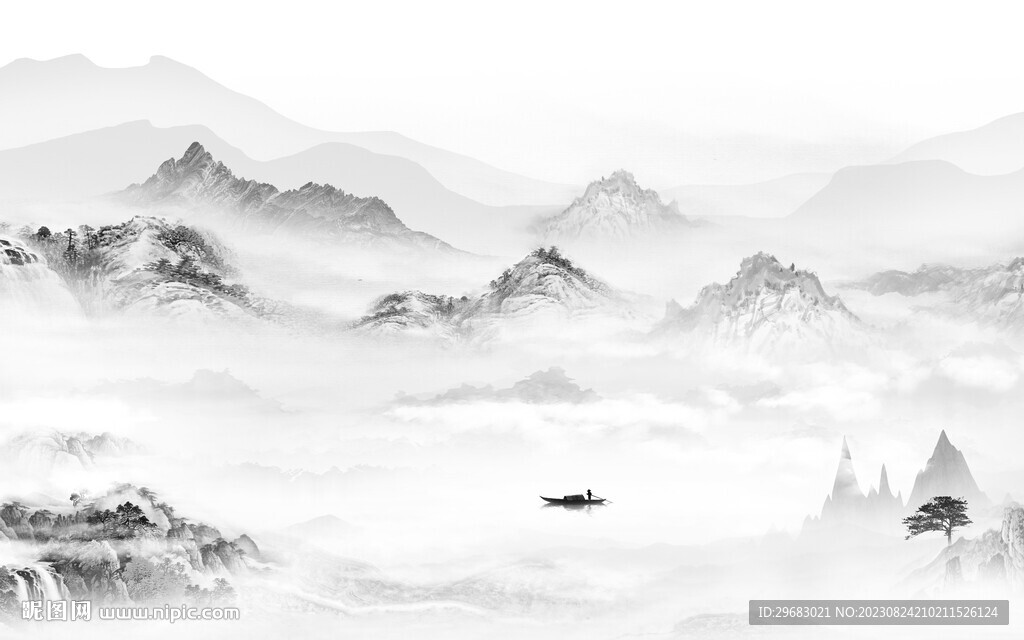 极简 高档灰色山水 TiF分层