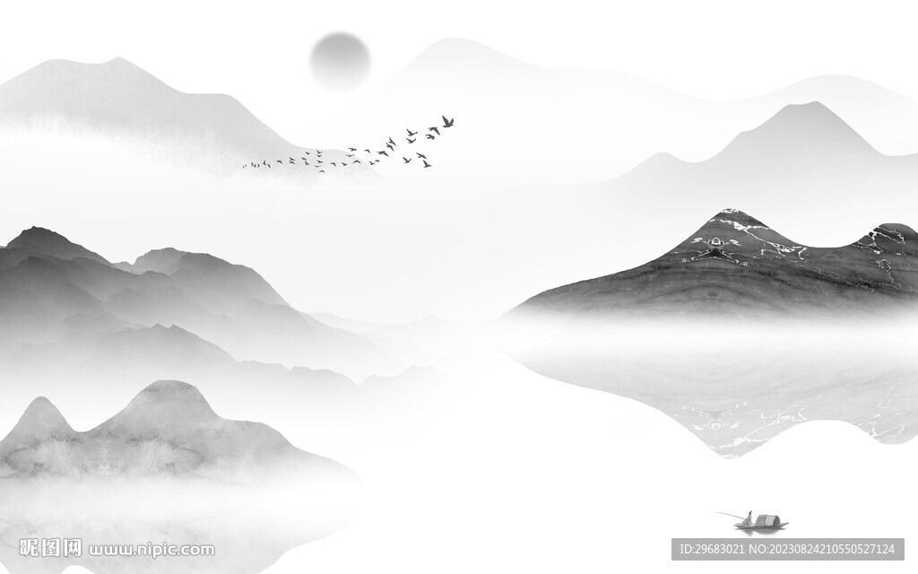 爆款 高档灰色山水 TiF分层