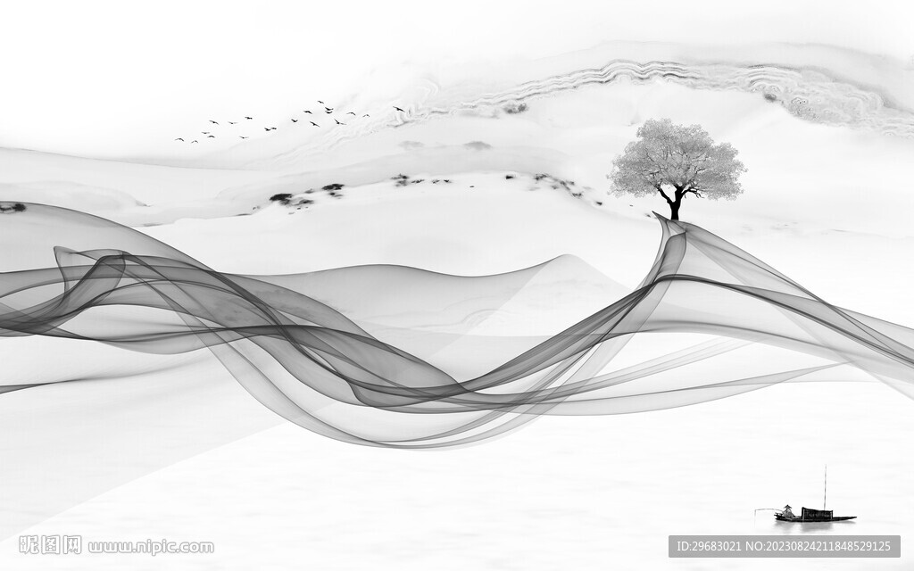 奢雅 高档灰色山水 TiF分层