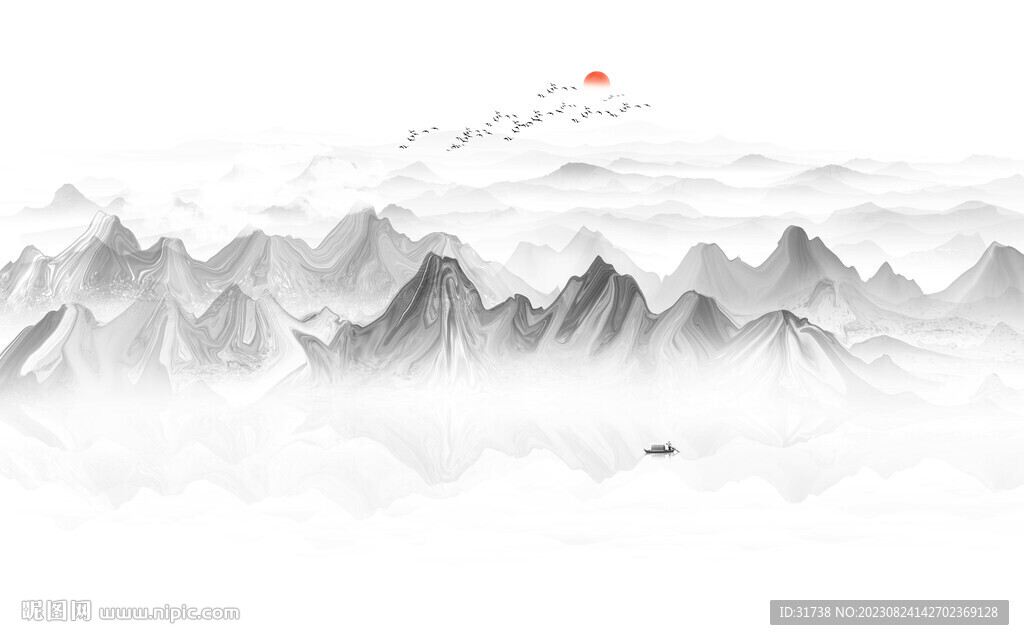 中式禅意山水画