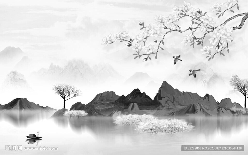 现代 最新灰色山水 TiF分层