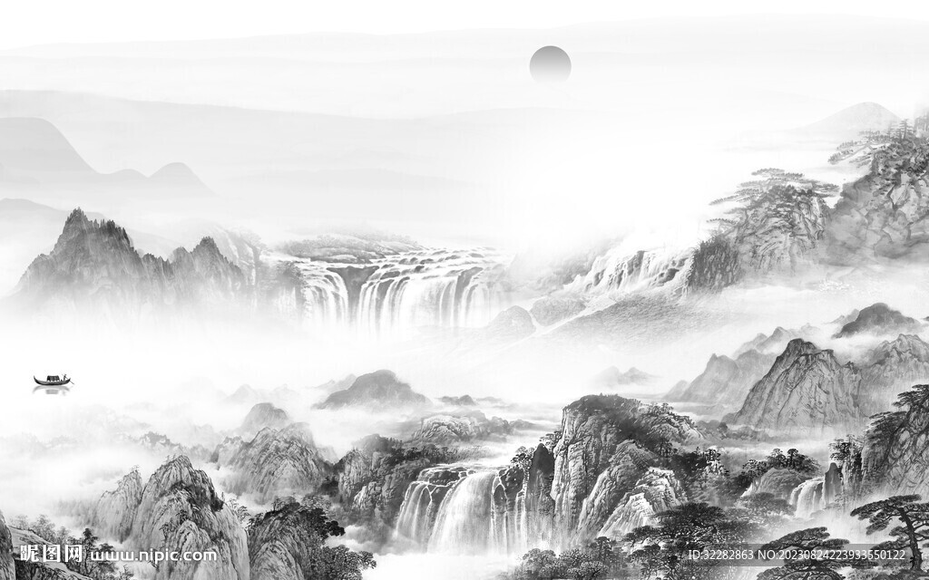 奢雅 清晰灰色山水 TiF分层