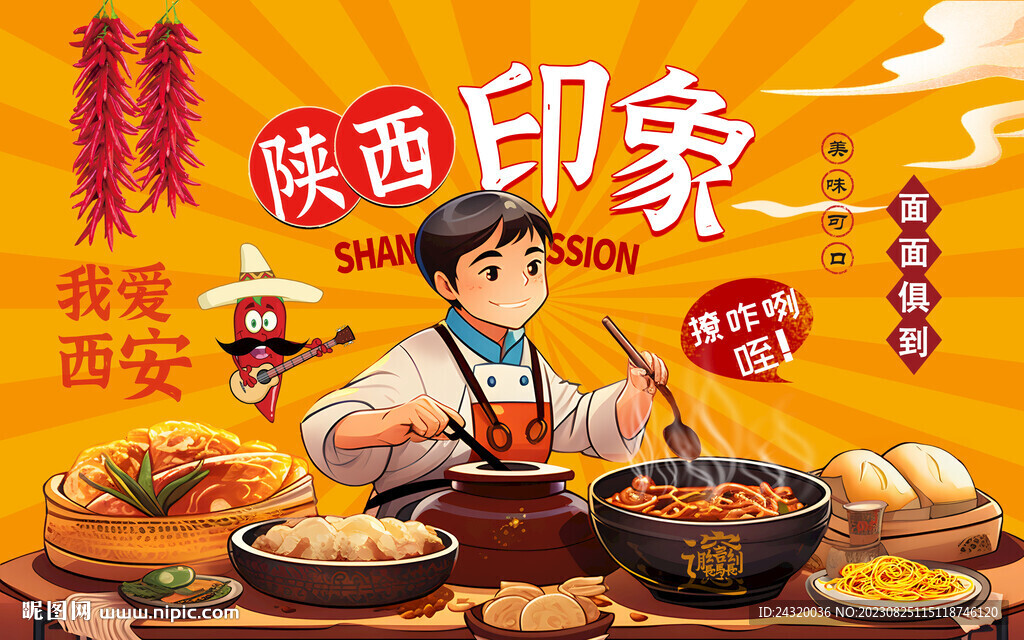 陕西印象壁画背景墙装饰画壁纸