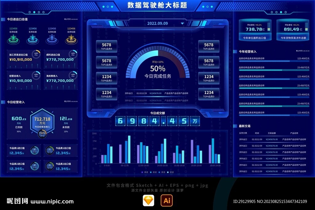 科技感酷炫大数据可视化UI大屏