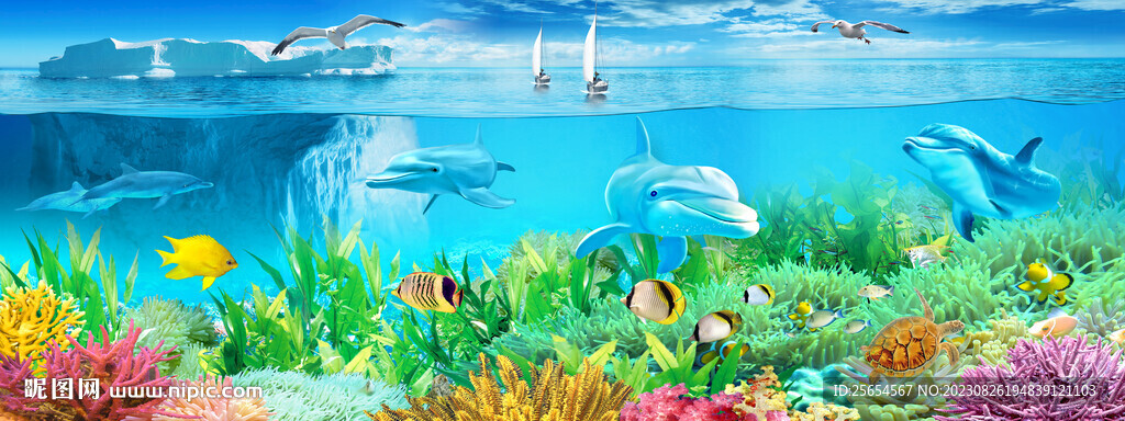 梦幻海底世界床头装饰画