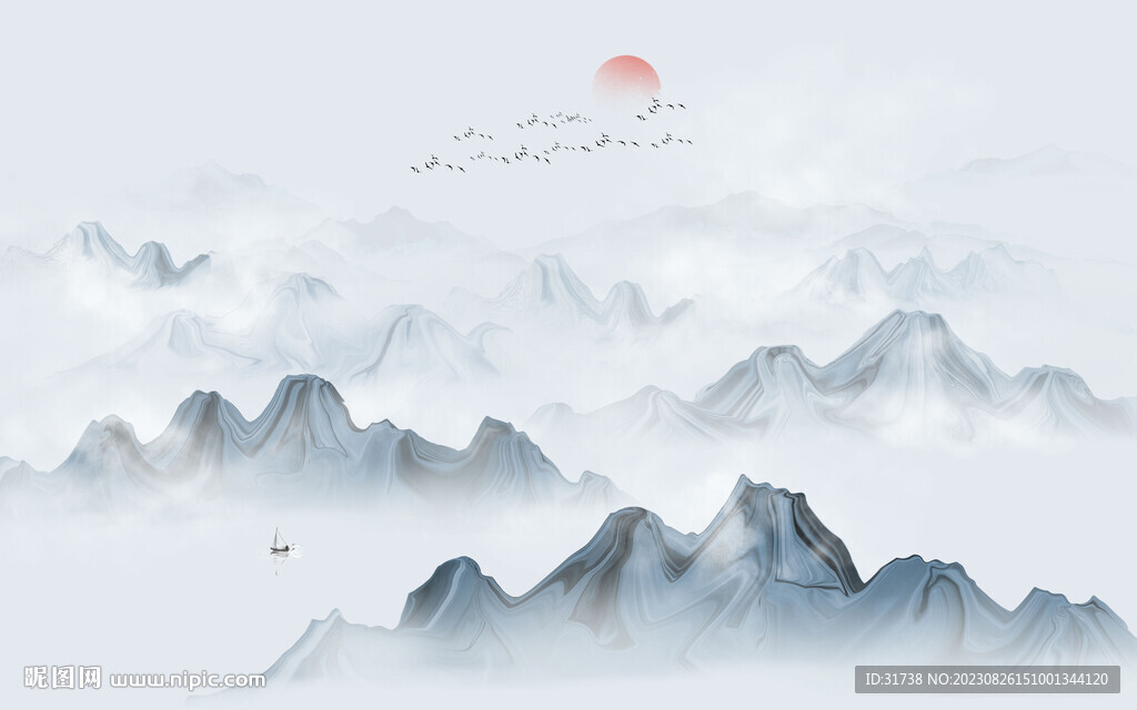 新中式山水背景墙