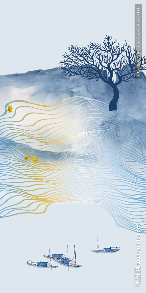 极简 玄关中式新画 Tif分层