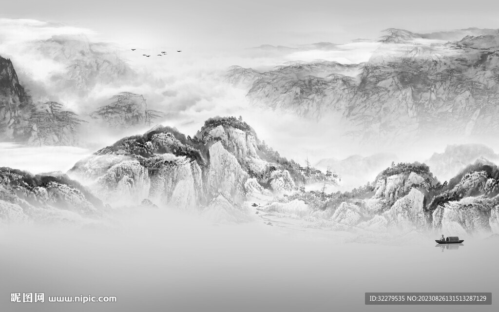 奢雅 新品灰色山水 TiF分层