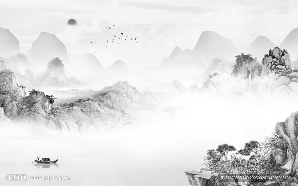 人气 新品灰色山水 TiF分层