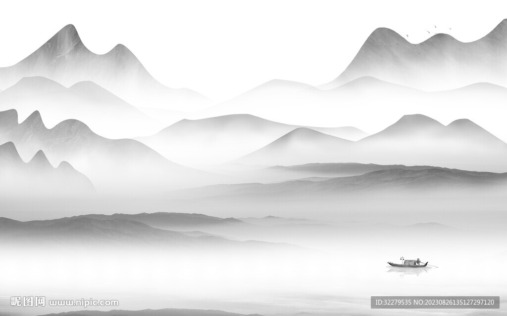 大气 灰色意境山水 TiF分层