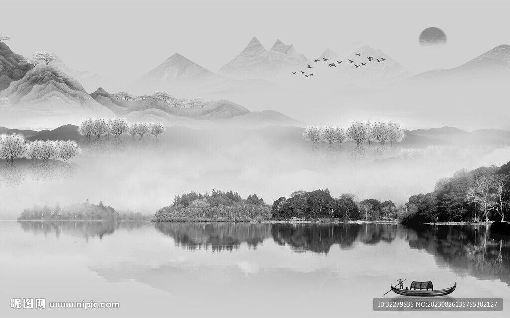 客厅 简约灰色山水 TiF分层