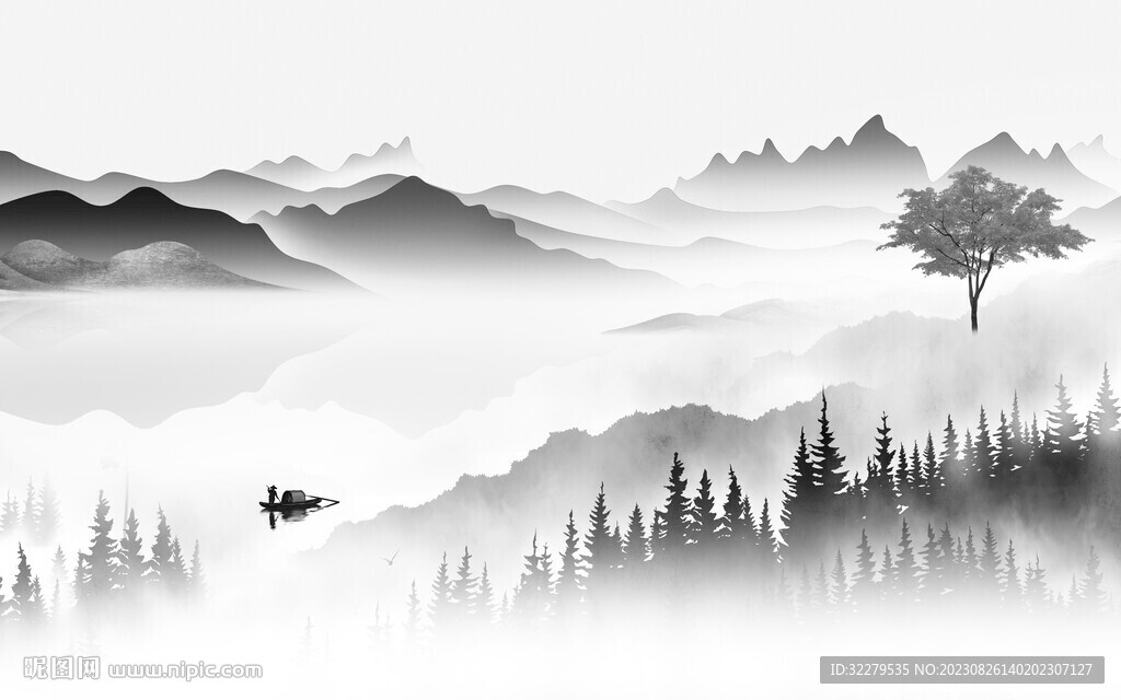 新传 简约灰色山水 TiF分层