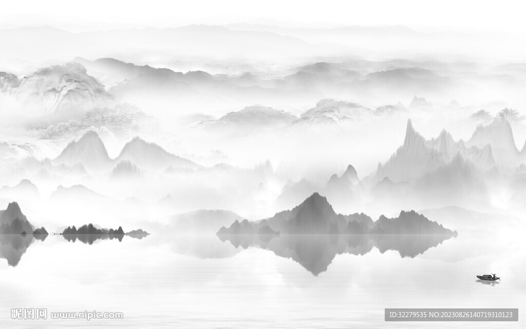 新款 简约灰色山水 TiF分层