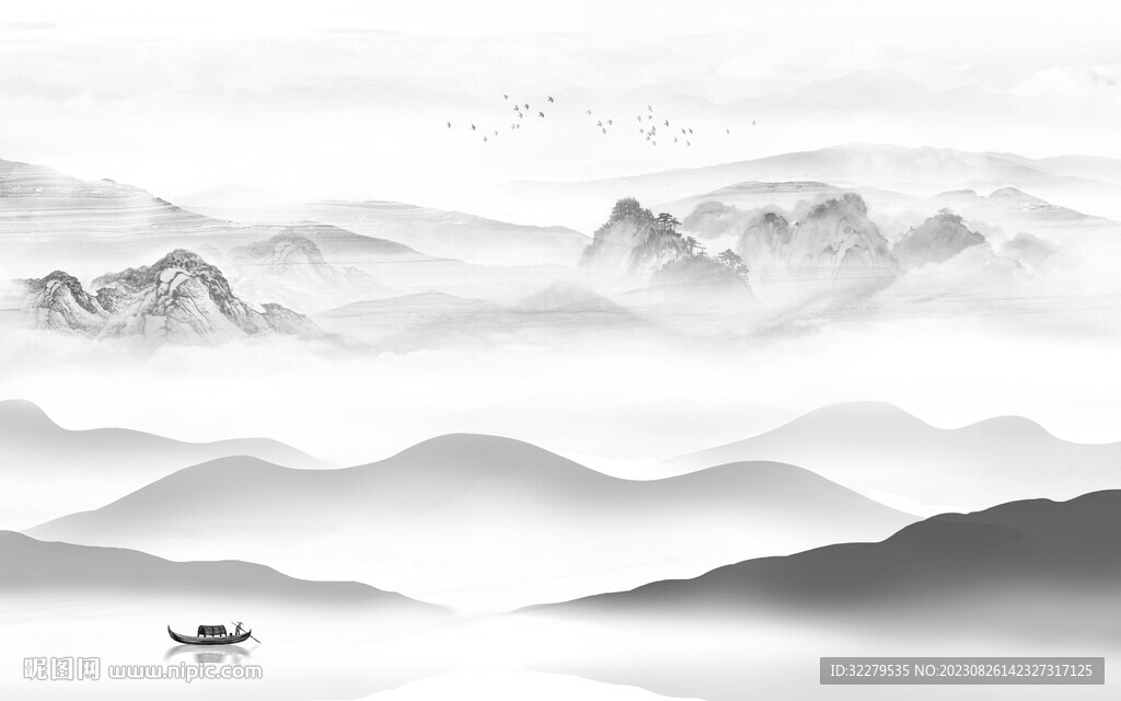 高档 简约灰色山水 TiF分层