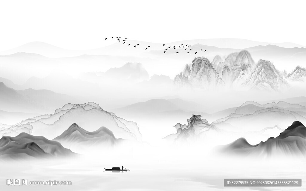 高端 灰色高档山水 TiF分层