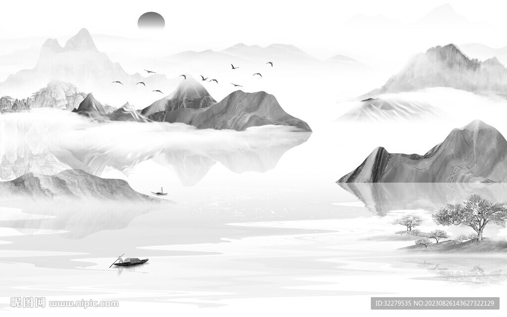 最新 简约灰色山水 TiF分层