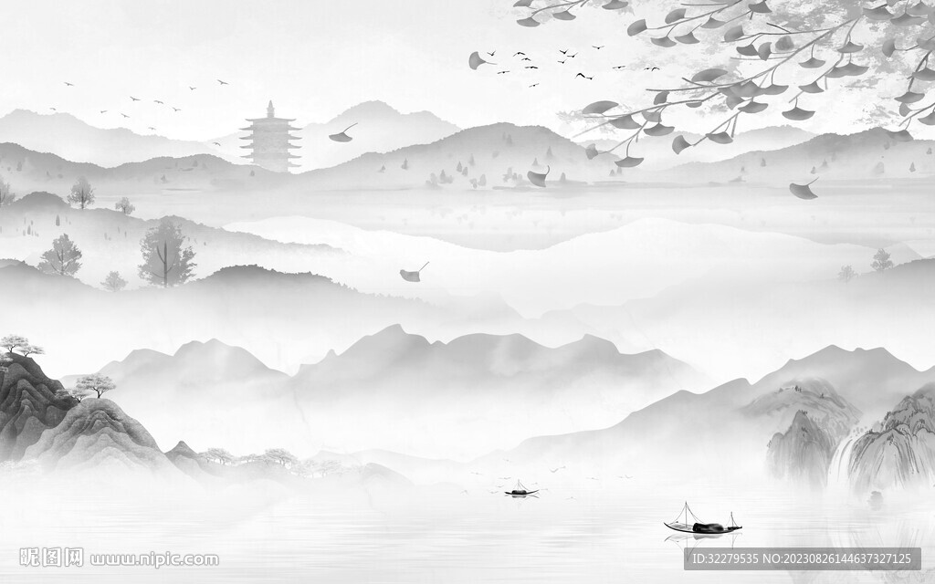 奢雅 灰色新品山水 TiF分层