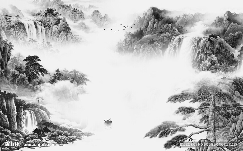 高档 灰色新品山水 TiF分层