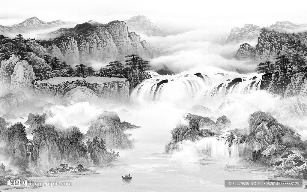 简约 灰色新品山水 TiF分层