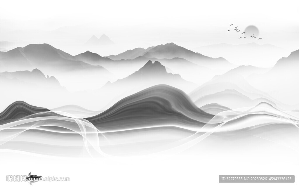 高清 灰色新品山水 TiF分层