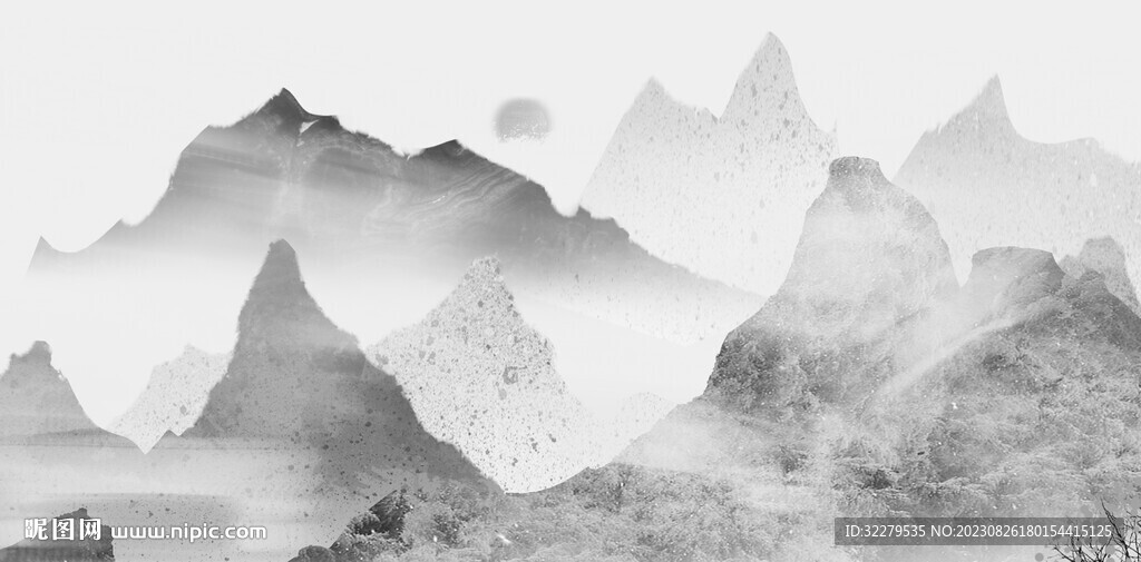 灰色 中式新品山水 TiF分层