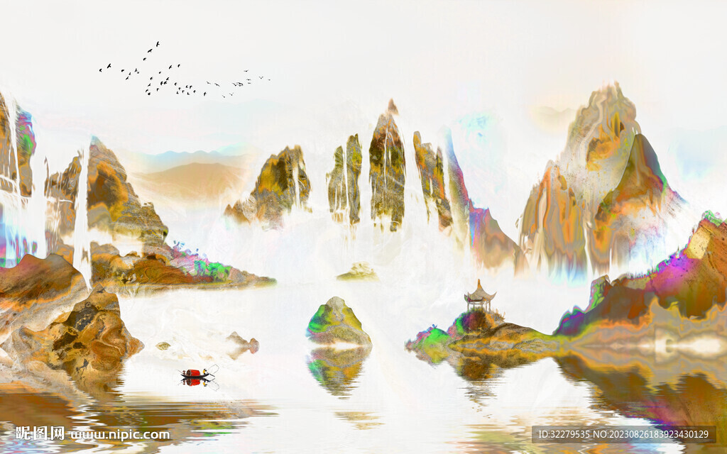 人气 中式新品山水 TiF分层