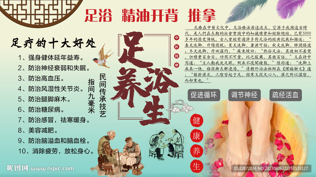 足浴养生背景墙