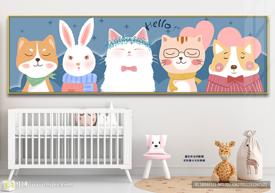 卡通可爱小动物床头装饰画