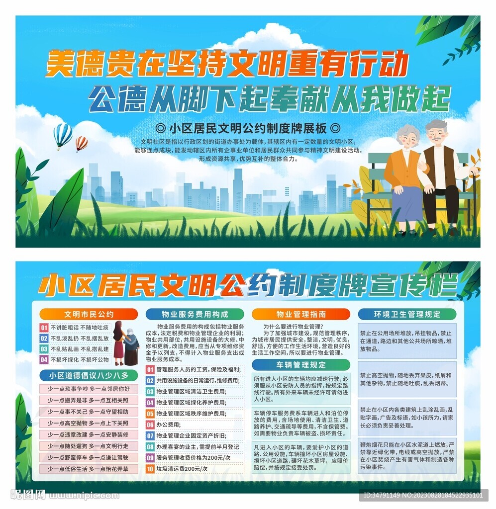 小区文明公约展板