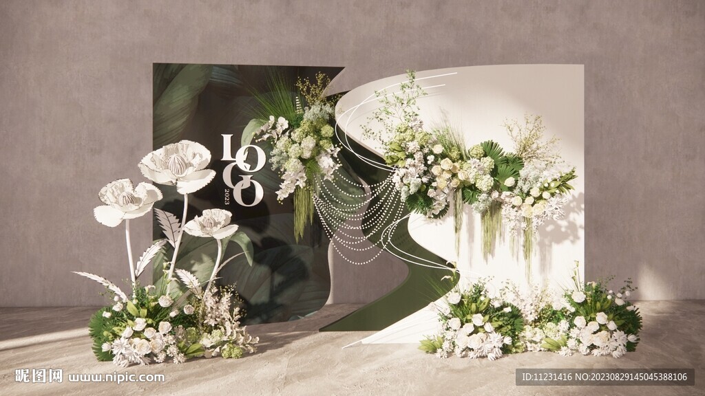 白绿婚礼草图大师su模型