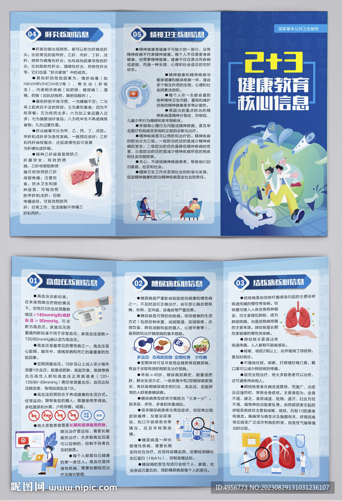 蓝色2+3健康教育核心信息三折