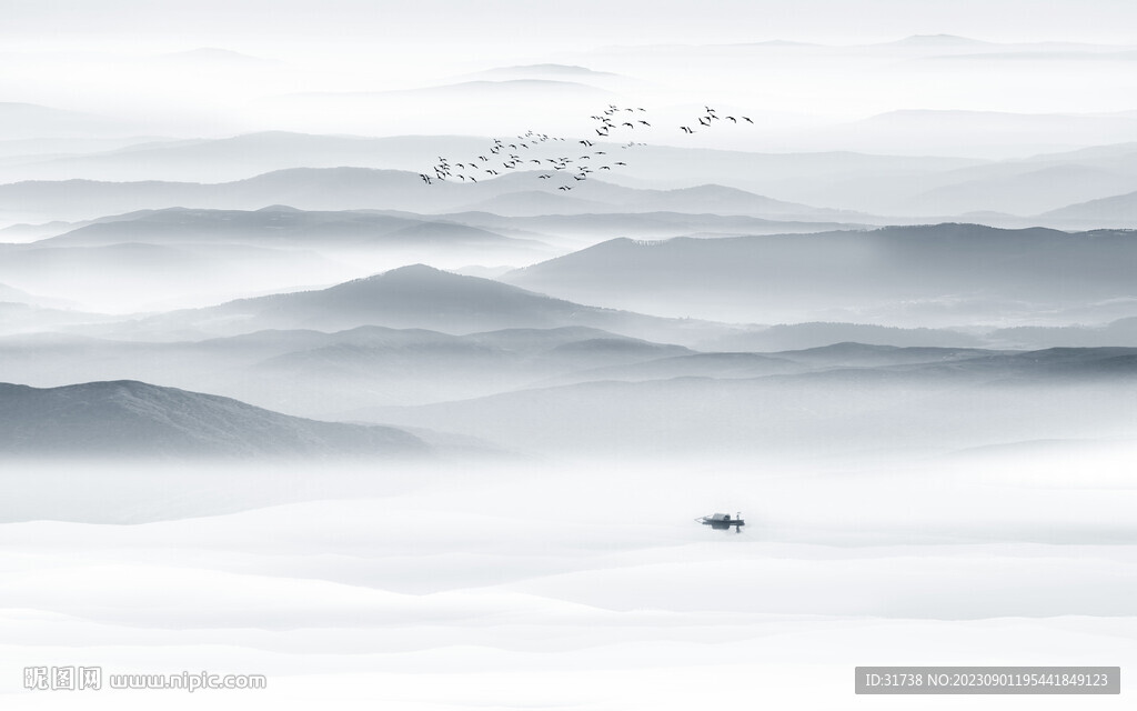 江山如画山水背景墙