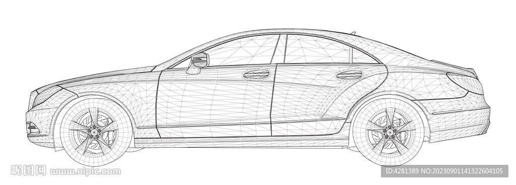 汽车抽象结构线描图