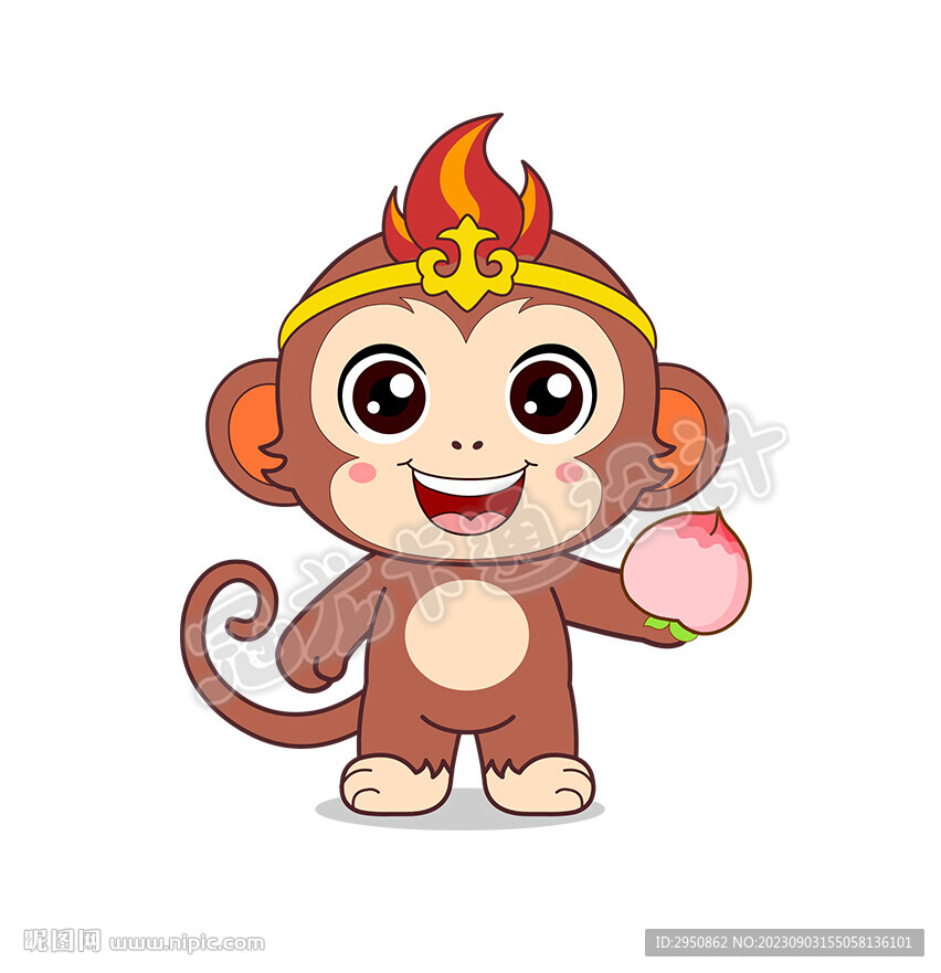 可爱的猴子和桃