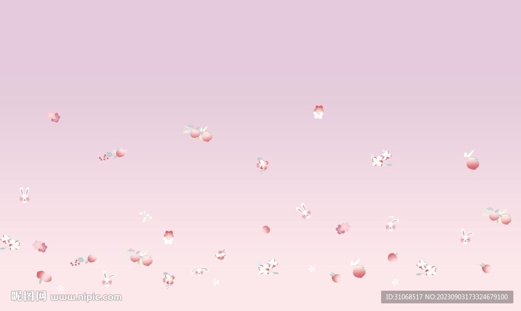 汉服 紫色桃子兔子红花