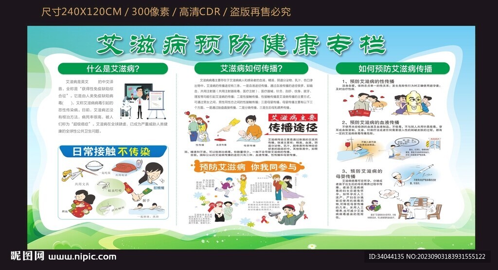 艾滋病预防健康宣传栏