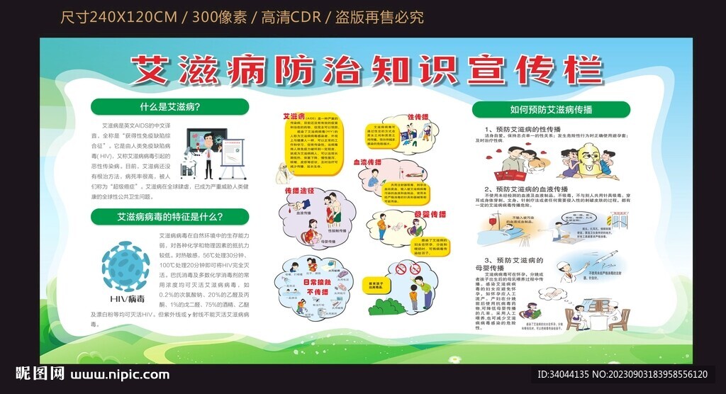 预防艾滋病知识宣传栏