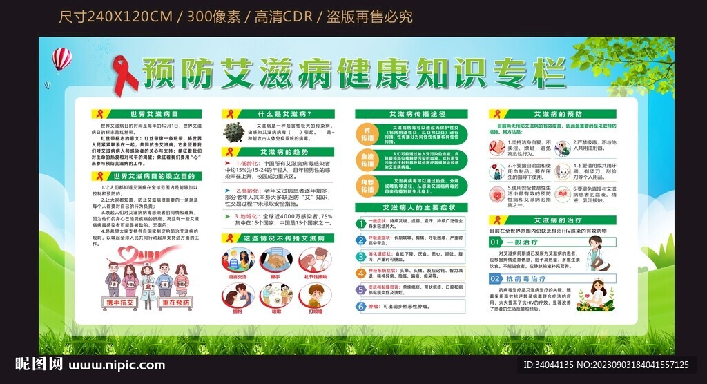 预防艾滋病健康知识宣传栏