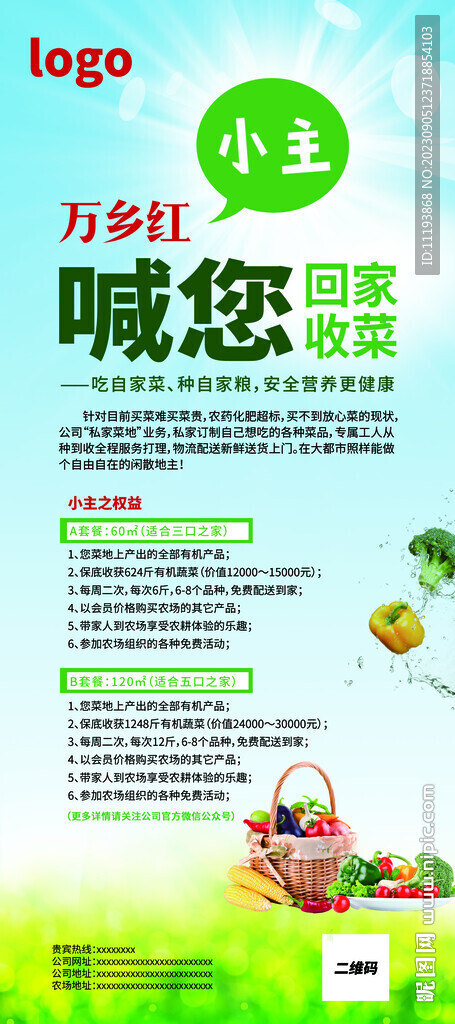 有机蔬菜优惠活动展架