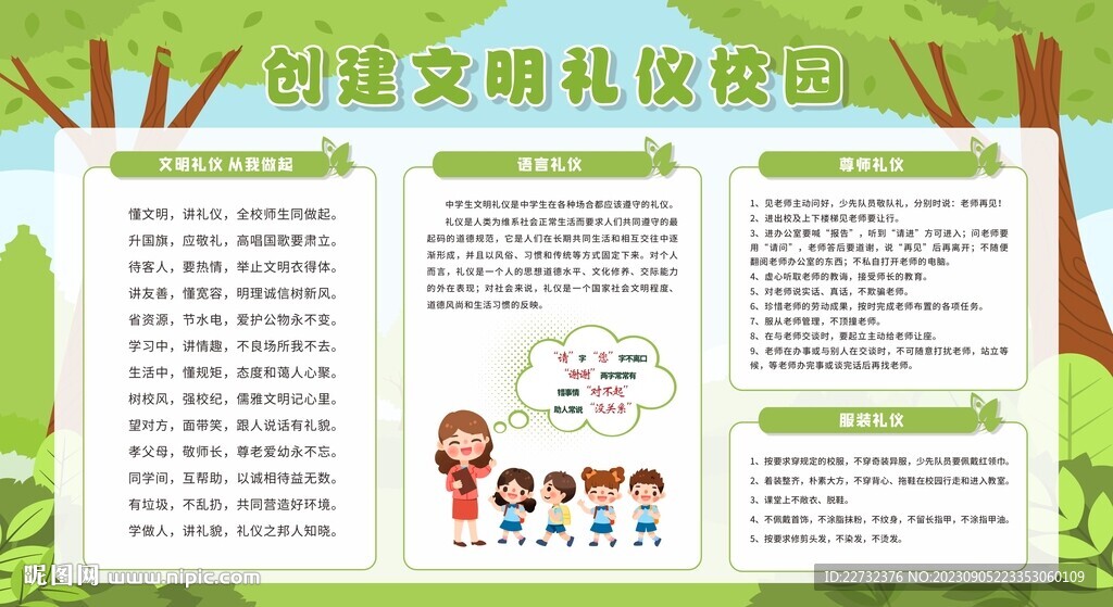 创建文明校园宣传栏展板