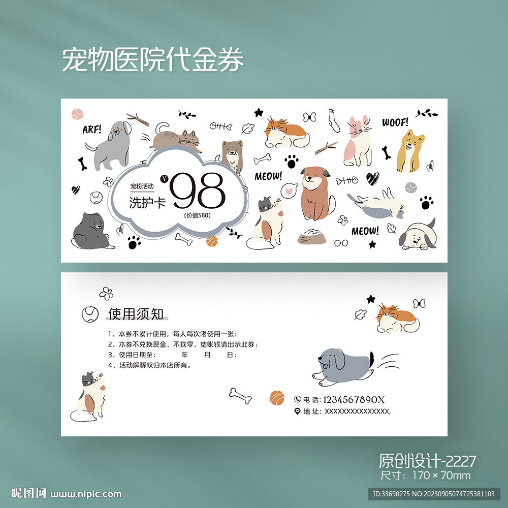 宠物店宠物医院体验券卡