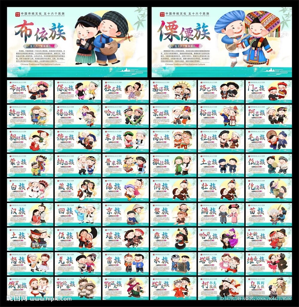 56个民族展板