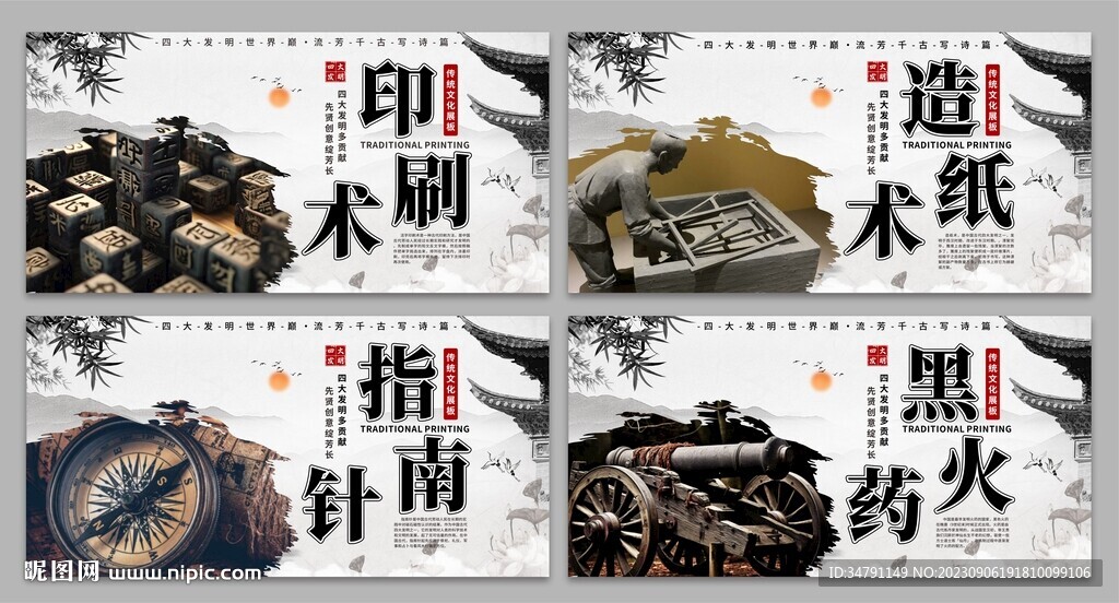 中国四大发明展板