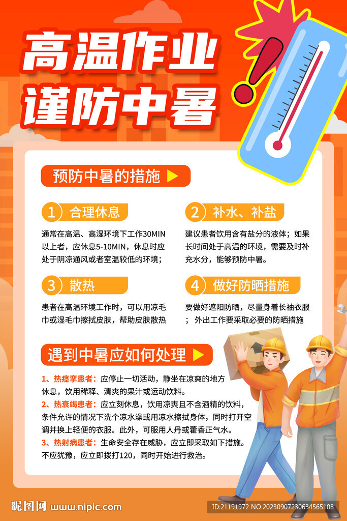 高温作业谨防中暑宣传展板