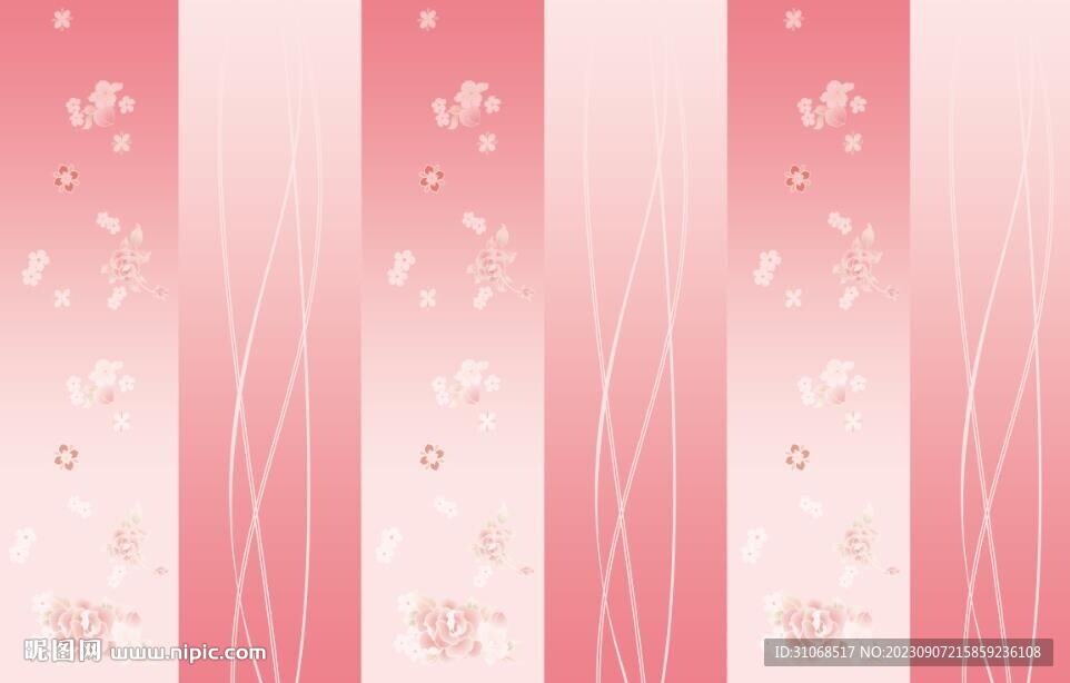 汉服红色渐变桃花