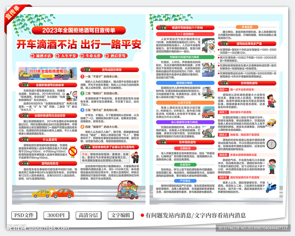 拒绝酒驾宣传单